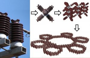 Process flow in making a single porcelain insulator into a modular structure.